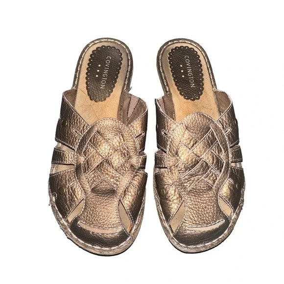 Covington 8.5 boho gold bronze slip‎ on mules flats - Picture 1 of 9